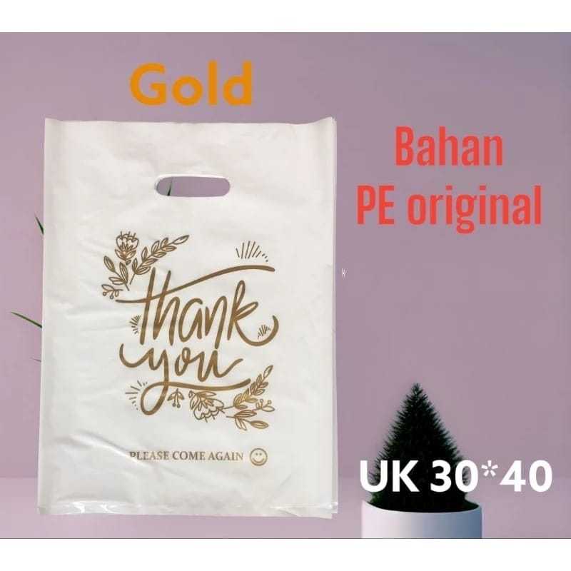 

Kantong Plastik PE Kemasan Motif Thank You Gold