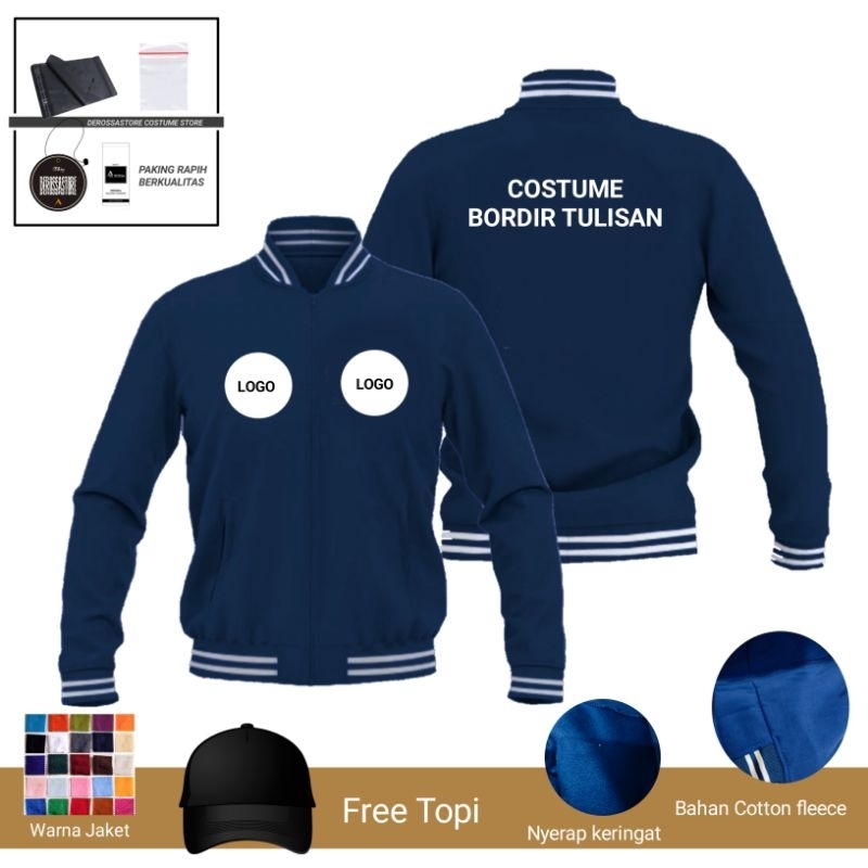 Jaket Versity costume Bordir 3 titik free topi