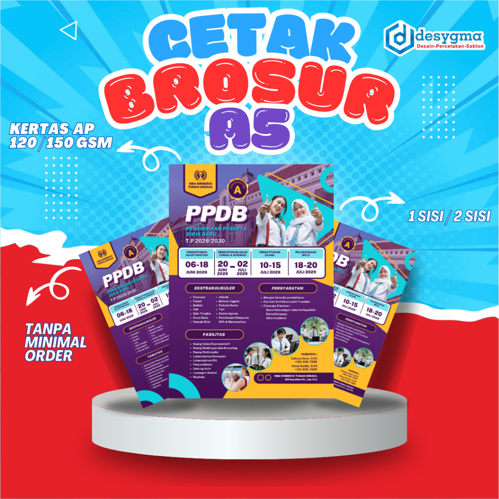 

DESYGMA Cetak Brosur Promosi Sekolah Ukuran A5 Murah Bagus
