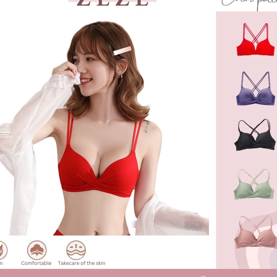 V44859 ZEZE BH9 BH Seamless deep v cross women bra 2656