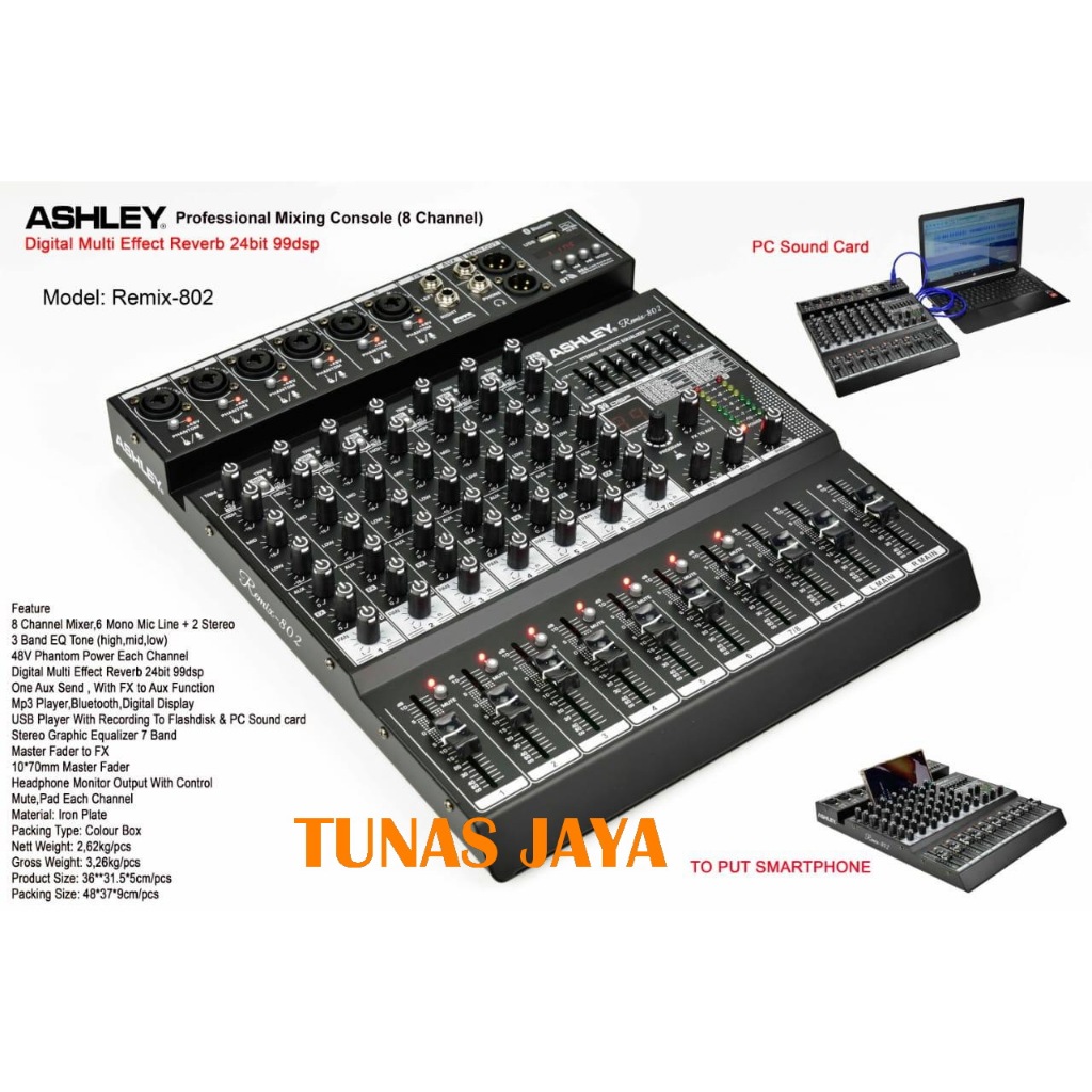 MIXER ASHLEY REMIX802 MIXER ASHLEY 8 CHANNEL MIXER ASHLEY REMIX-802 ORIGINAL MIXER ASHLEY REMIX 802