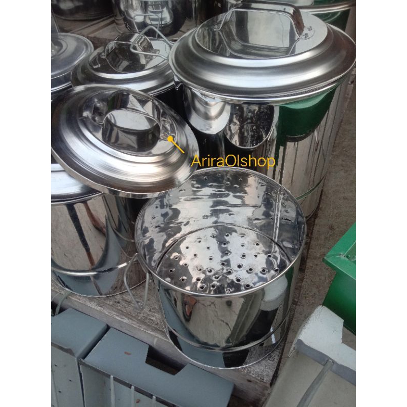 langseng nasi stainless 24cm 1 liter panci nasi kukusan nasi tebal