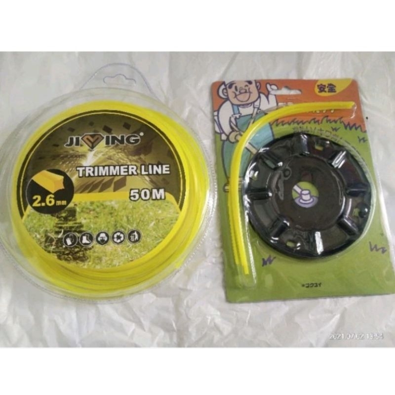 Paket tali senar 2.6mm 50mtr+ plat senar potong rumput trimmerr head