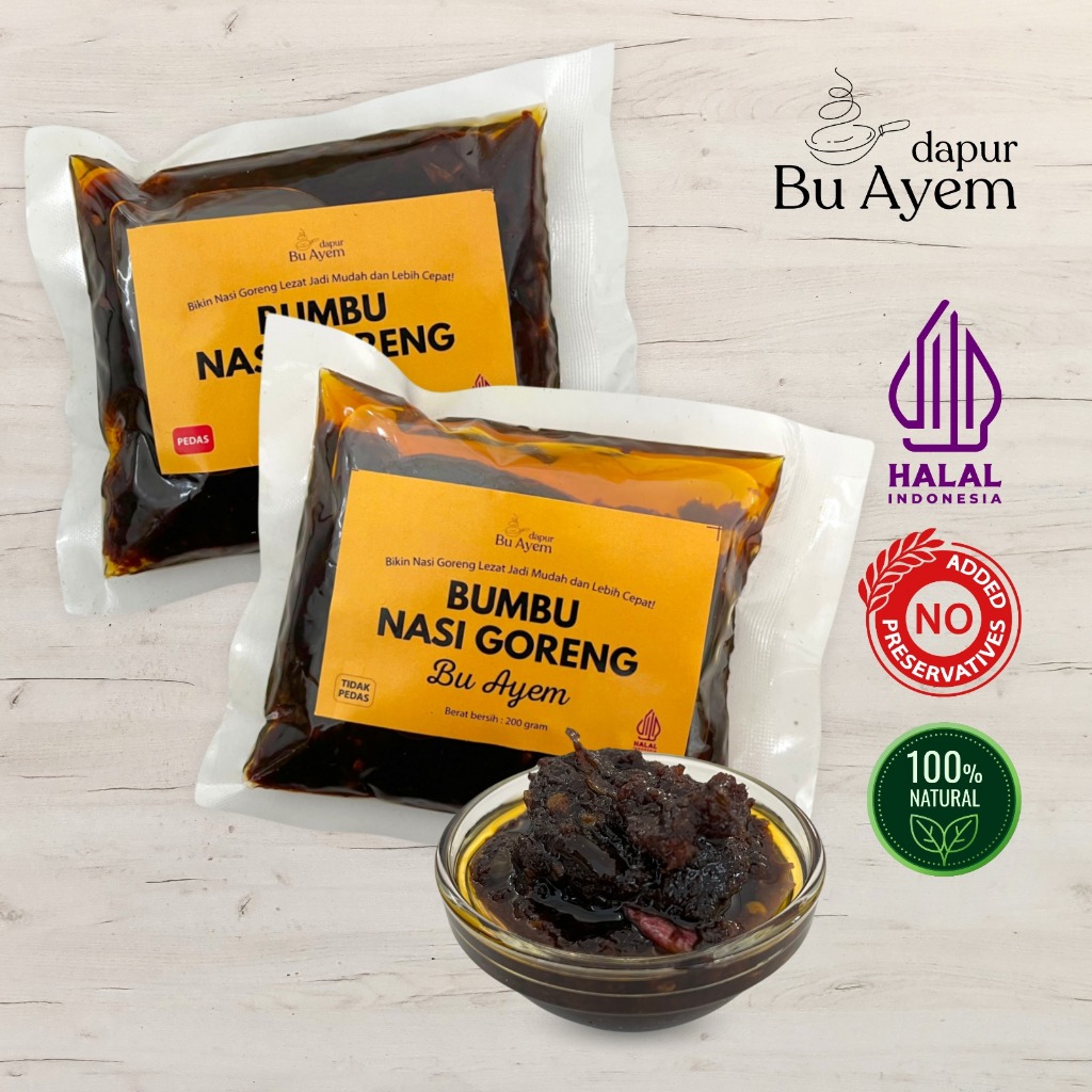 

Bumbu Nasi Goreng Instan Bu Ayem 100% Rempah Asli Halal No Pengawet 200 Gram