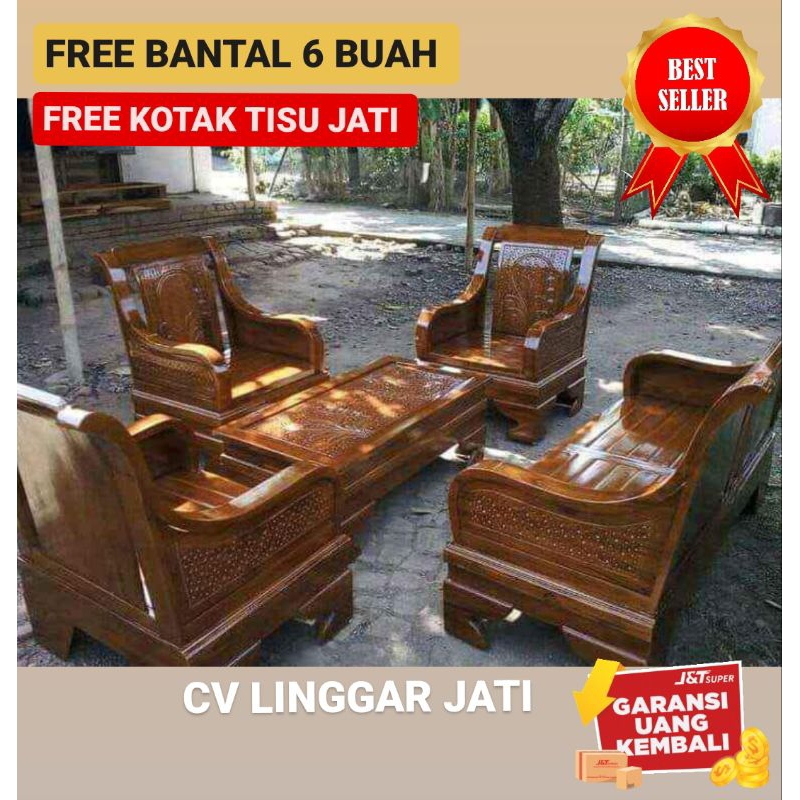 Kursi Ruang Tamu Minimalis Kayu Jati Jepara Kursi Tamu Semut Ukir Teratai