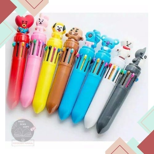 

Pulpen Pen karkater rainbow 10 warna BT21