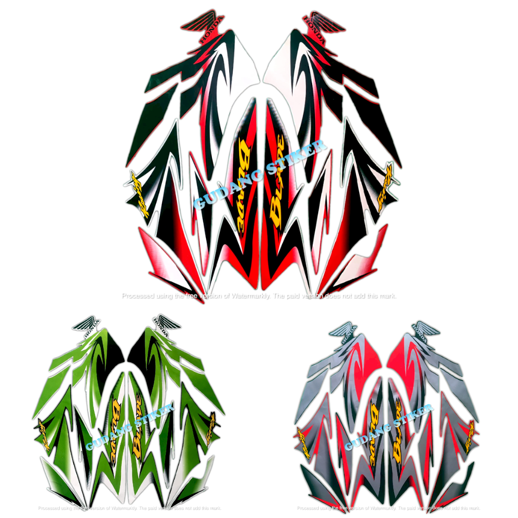 STIKER STRIPING MOTOR HONDA BLADE 110R 2010 2011 SEPASANG STANDAR FULL SET