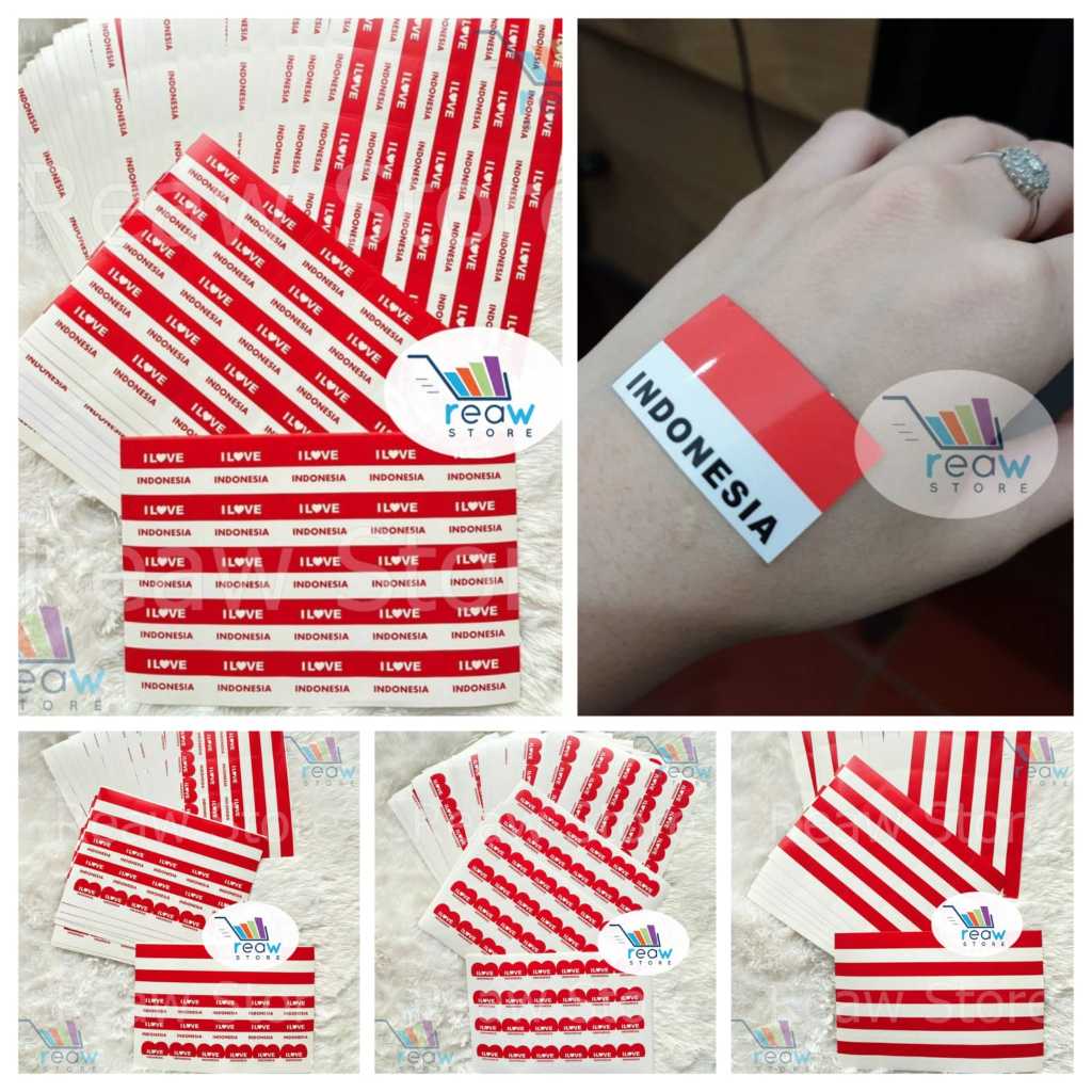 

PER LEMBAR Sticker Stiker Pipi Muka Tangan Bendera Merah Putih I Love Indonesia Dirgahayu HUT RI 17 Agustus
