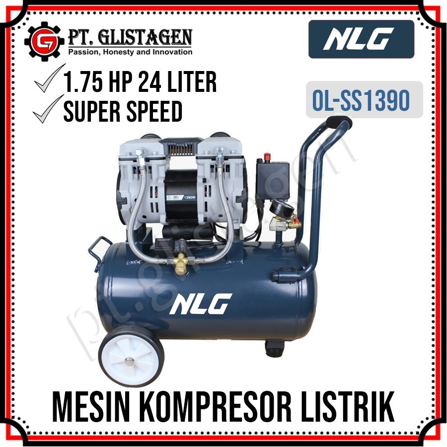 NLG MAX OM SS1390 24L Kompresor Silent Oilless 1.75Hp Super Speed - OL-1390SS