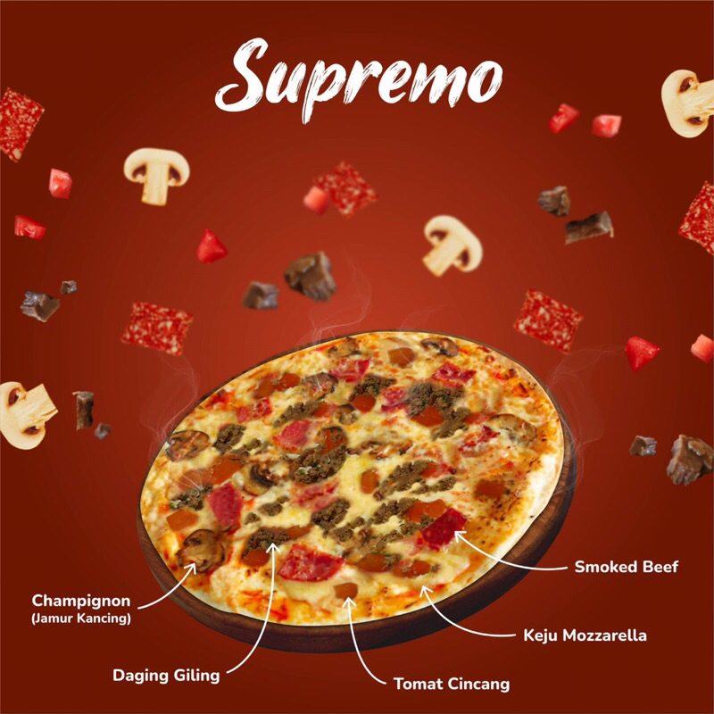 

Pizza frozen / pizza supremo/ pizza meatlovers/ pizza pepperoni/ pizza rocco hot tuna