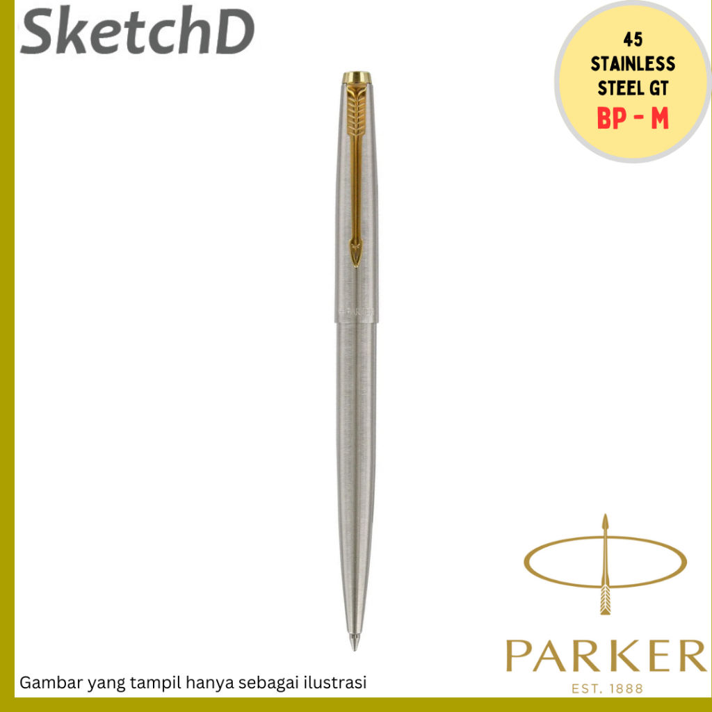 

Parker 45 Line BP Stainless Stell Gold Tip - Ball Point Tanda Tangan