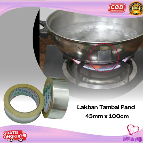 Murah Lakban Almunium Foil Tape uk 45mm x 100cm Lakban Tambal Panci - Tambal Panci Bolong
