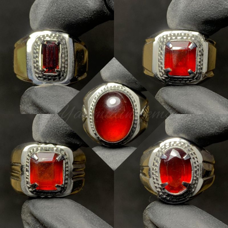 Cincin natural garnet ring monel super HQ