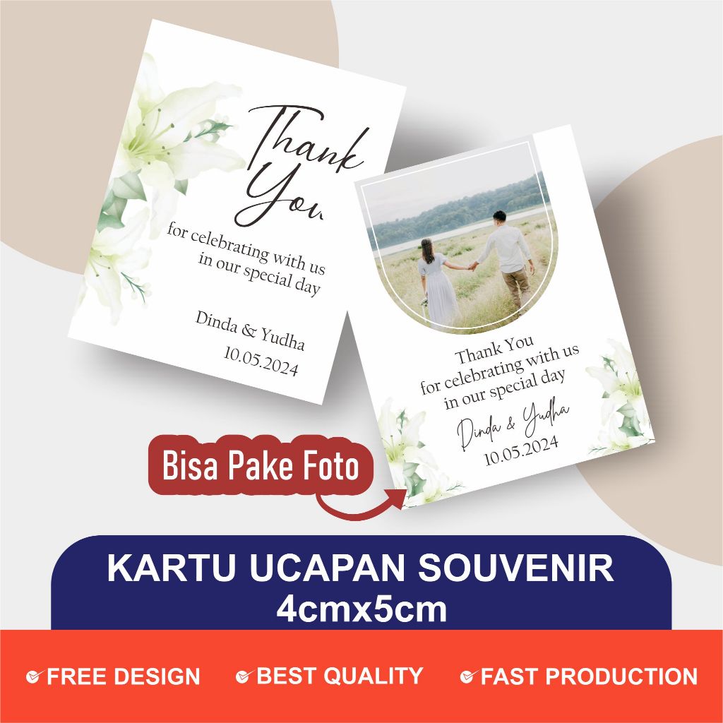 Kartu Ucapan Terimakasih Wedding | Kartu Wedding | ucapan souvenir Kartu Pernikahan 006 G