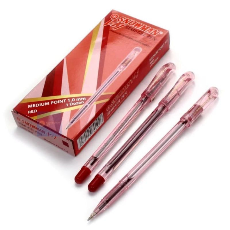 

Pulpen Snowman V-1 Merah 12pcs