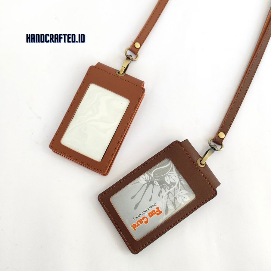 

Arm Id Card name tag kulit Holder Double Flip Magnet Terbaru
