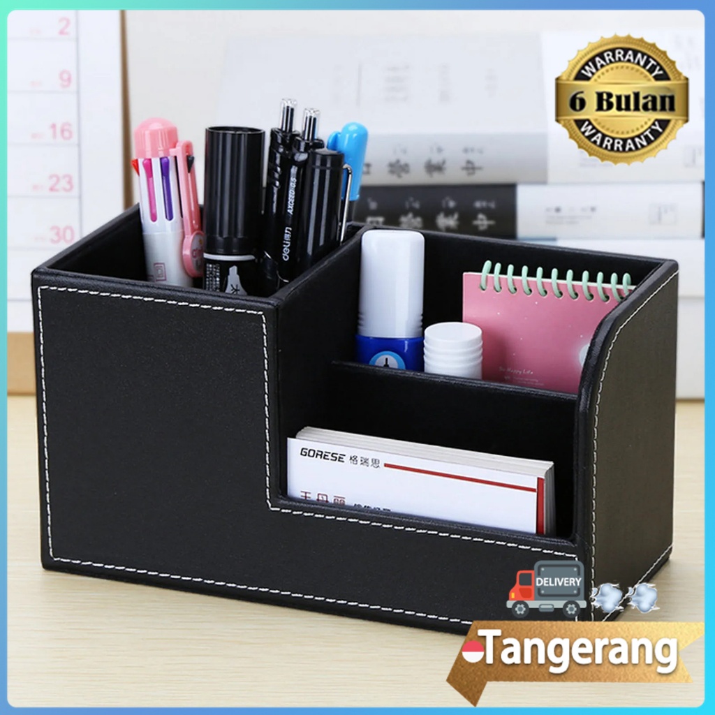 

Tempat Remote, HP & Pulpen / Pen Holder Leather Business Desktop Organizer Kualitas Bagus