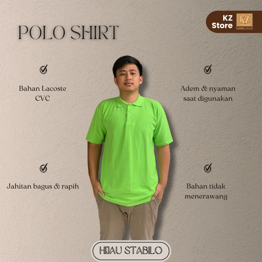 Kaos Polo Lacoste CVC Hijau Stabilo