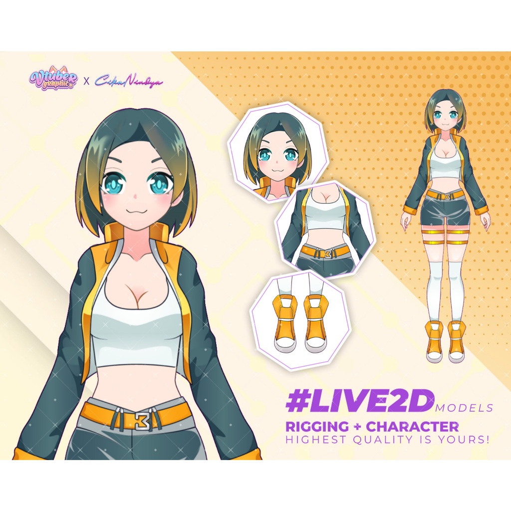 Karakter Anime Unik untuk Vtuber Live2D Langsung Digunakan, Komisi Desain Vtuber, Layanan Vtuber, Ka