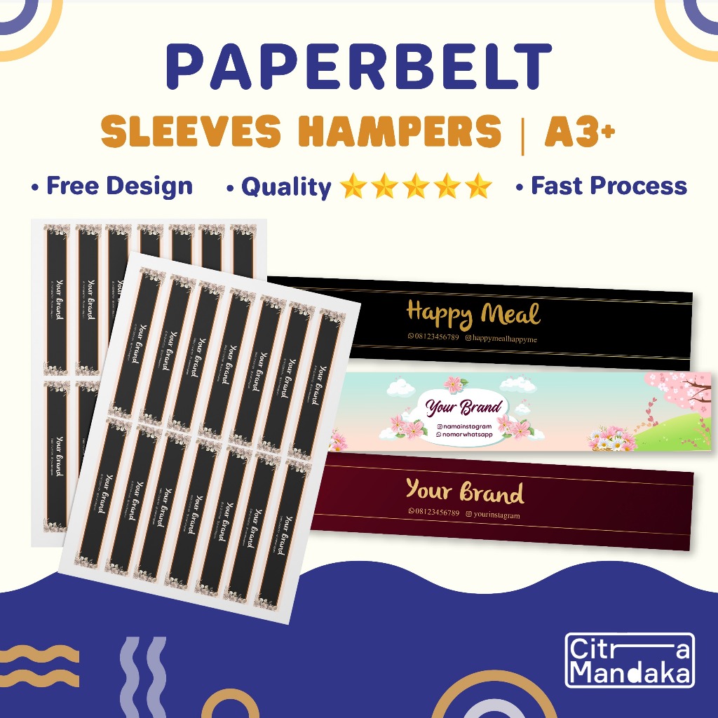 

Paper Belt Custom A3 | Packaging Sleeve Free Design | Label Hampers | Paper Sleeve | Label Segel Box | Roll Hijab | Roll Kaos Kaki