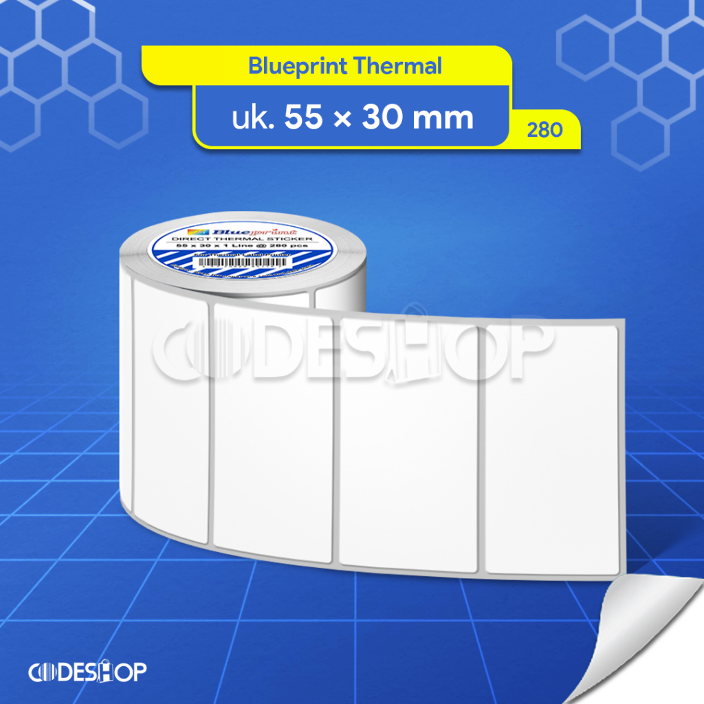 

Blueprint Label Thermal 55 x 30 mm 1 Line Isi 280 Pcs Cetak Label Harga Printer Blueprint