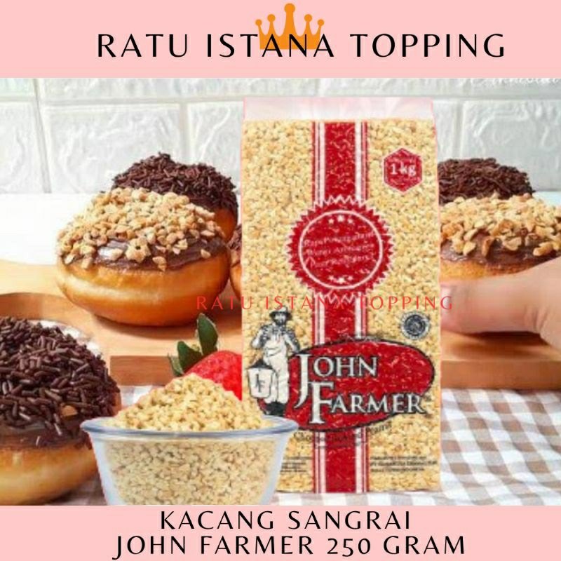 

KACANG SANGRAI JOHN FARMER 250 GR KEMASAN REPACK TOPPING DONAT ROTI BAKAR KACANG CACAH SIAP PAKAI KACANG BUBUK