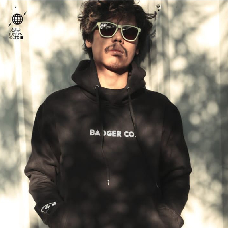 Badger Sweater Pullover Hoodie White Line Black