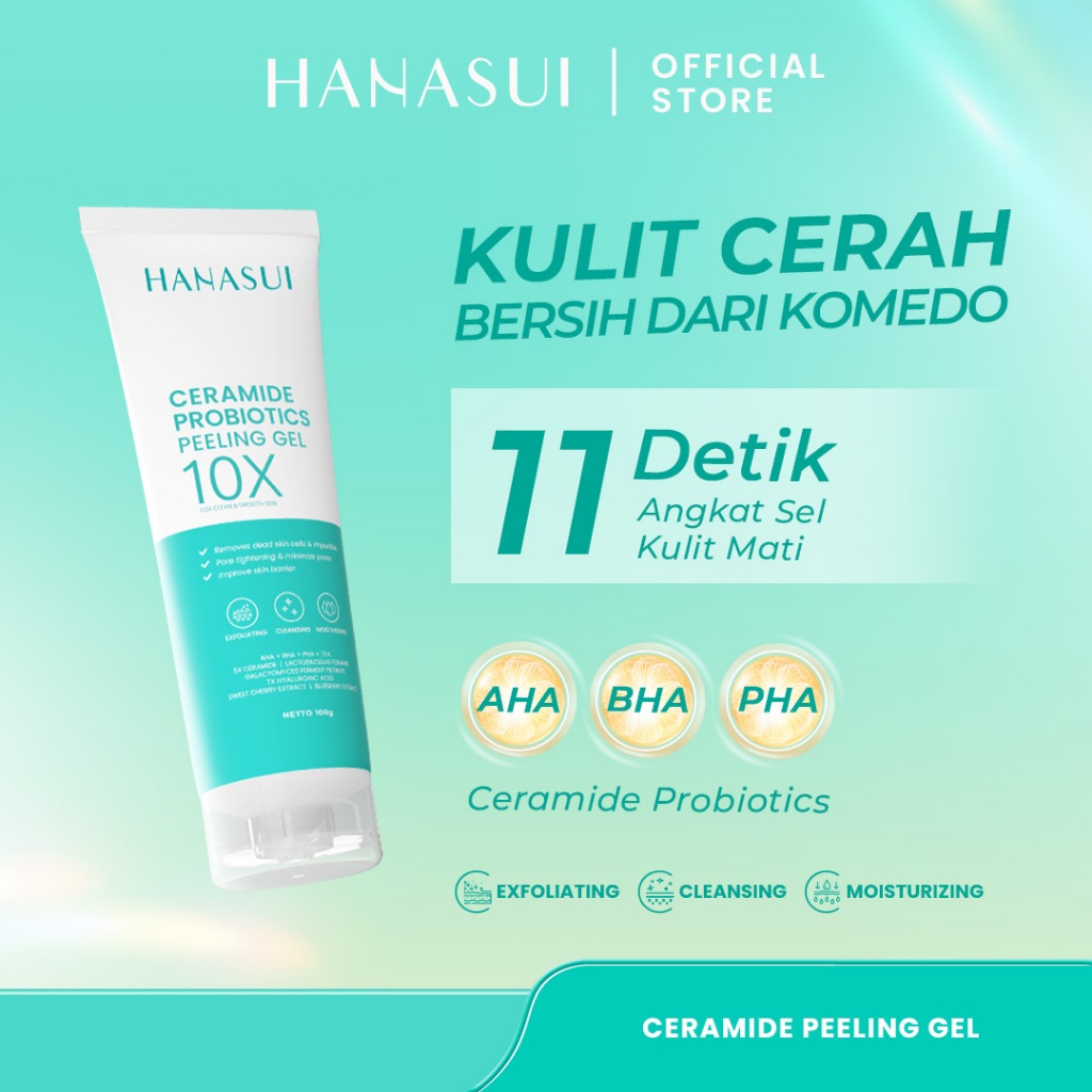 Hanasui Ceramide Probiotics Peeling Gel - Eksfoliasi Gel Wajah Perbaiki Skin Barrier Mencerahkan dan