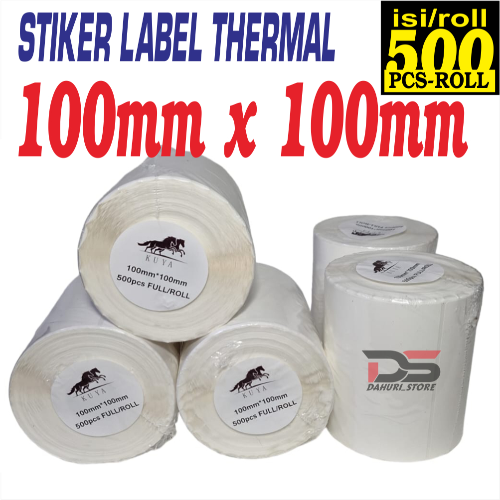 

InJO PROMO!!! HARGA 1 ROLL, STIKER RESI THERMAL / STIKER LABEL BARCODE 100X100MM ISI 500 Pcs/Lembar