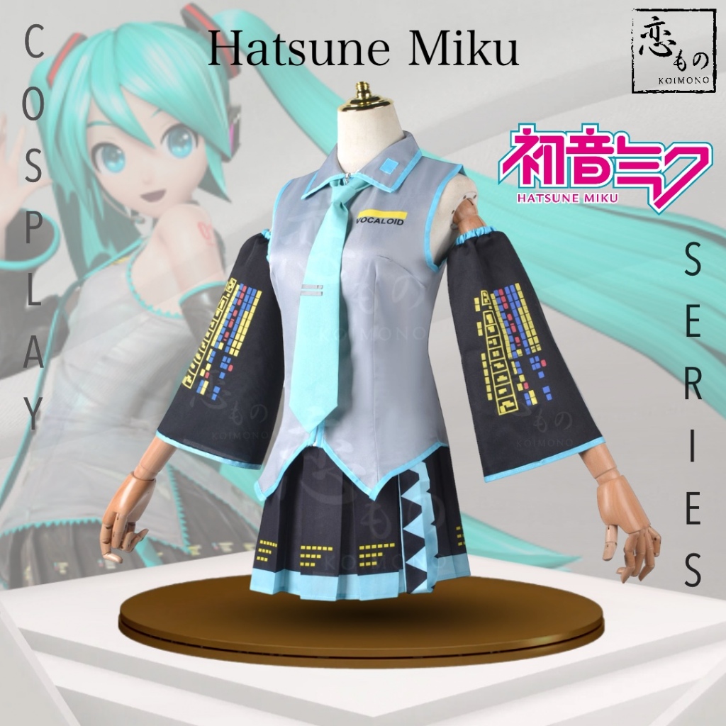 KOIMONO Hatsune Miku Vocaloid Default Costume Cosplay Set Include Wig + Shoes / Set Kostum Cosplay V