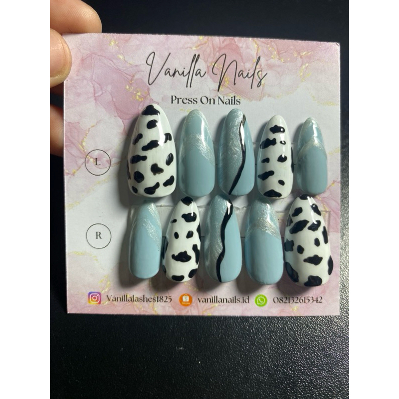 Press On Nails Motif Sapi /Kuku Palsu