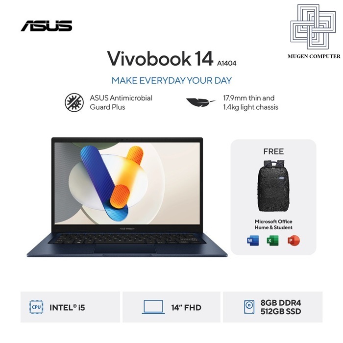 Asus Vivobook A1404ZA-VIPS551 core i5-1235U ram 8GB ssd 512GB 14" IPS W11 OHS