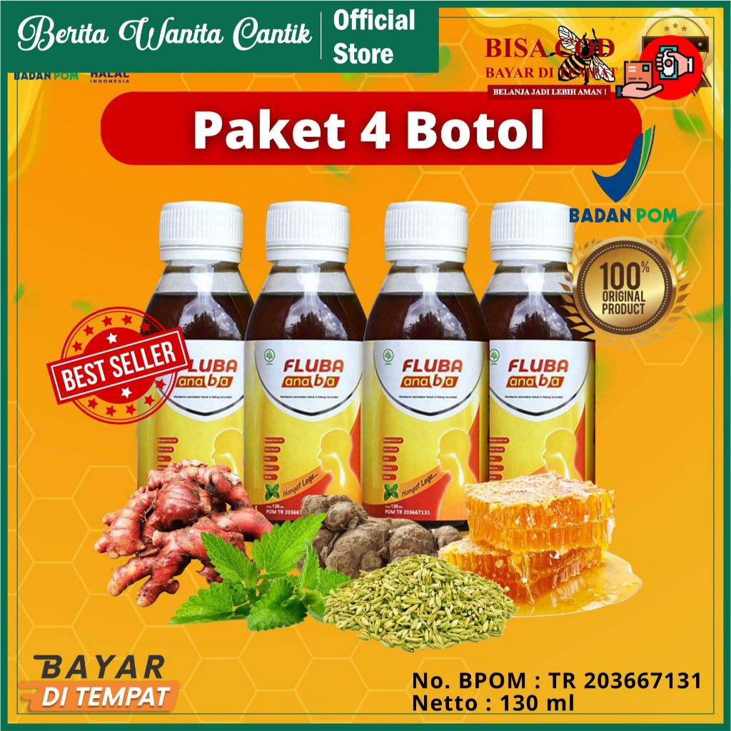 

Madu Fluba Anaba Original 130 ml Legakan Batuk & Flu Untuk Anak & Dewasa - 4 Box