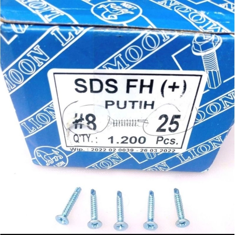 RB162 SEKRUP ROOFING SDS 8X25 BOX MOON LION/ SEKRUP BAJA RINGAN 8X1 INCH BOX MOON LION/SEKRUP SDS