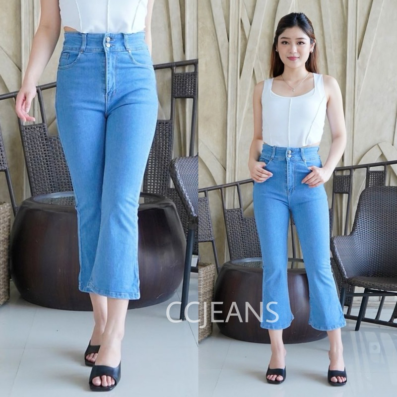 CCJEANS - Chloe HighWaist Cutbray 7per9 Kancing 2 7/9 Finish Lipat Bawah Wanita  - Premium Quality J