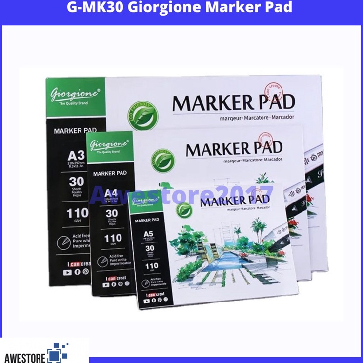 

Pasti Hemat GMK3 Giorgione Marker Pad Drawing Book Paper A3A4A5 Kertas Gambar