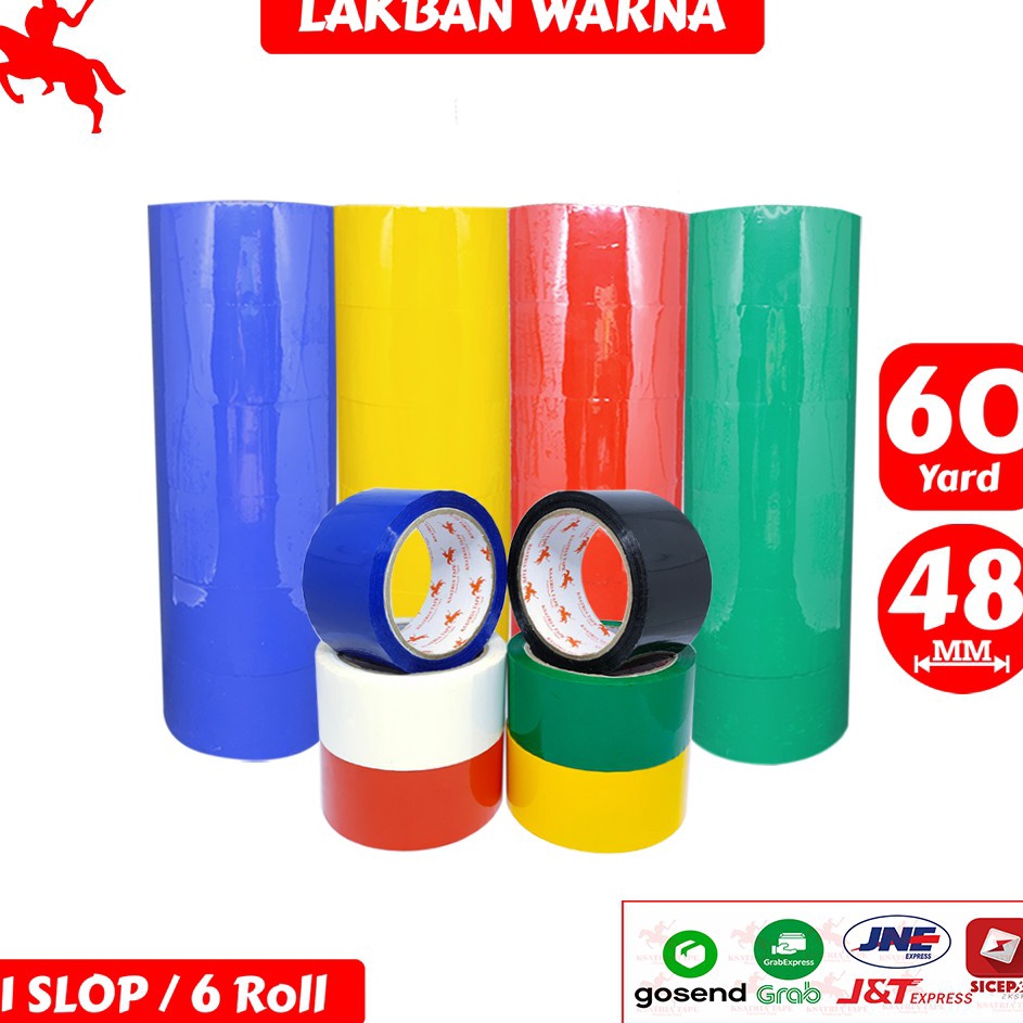 

Dijamin Asli Lakban OPP Tape Lakban Warna KSATRIA Tape 6 Yard 1 Slop