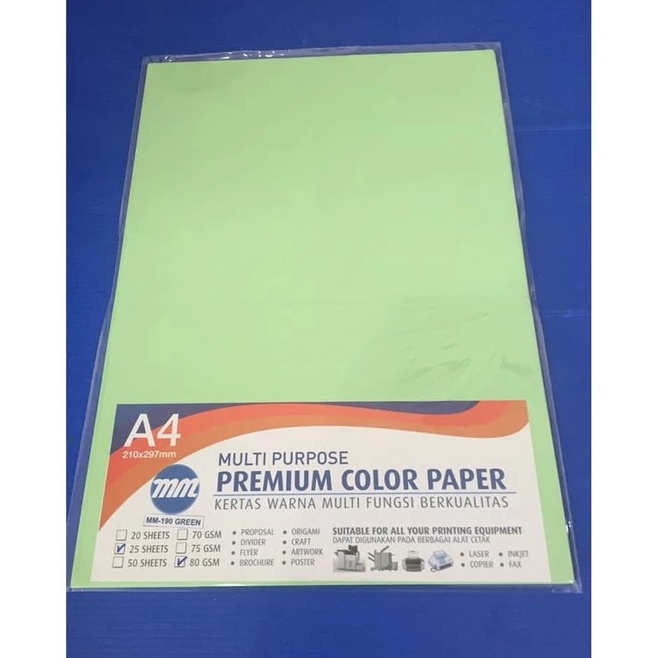 

HVS Warna 8gr MM19 Green isi 5 Lembar