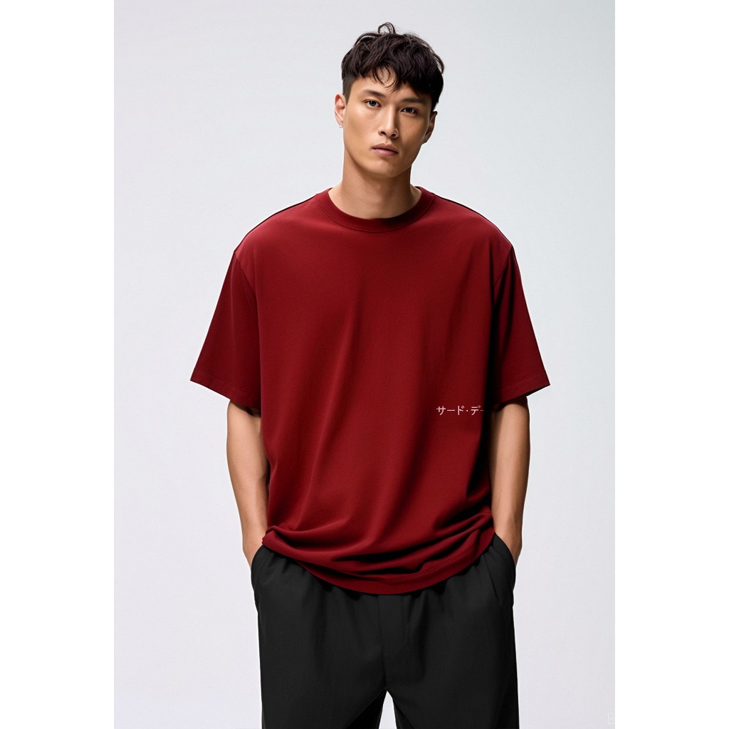 kaos oversize pria tebal bahan scuba "katakana rib" merah maroon putih khaki navy hitam MTR30 MTR31
