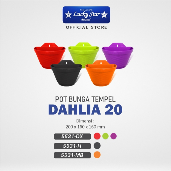 Louay_Idstore Lucky Star - Pot Bunga Tempel Dahlia 20 / Pot Bunga Hias / Pot Tanaman /Berkebun