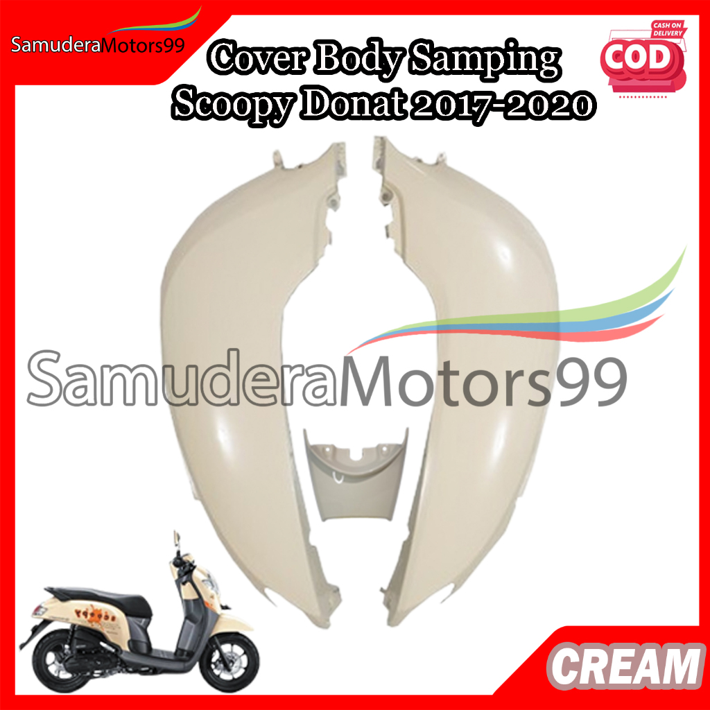 Cover Body Samping Kanan Kiri Scoopy FI New Esp 2017-2020 Cream