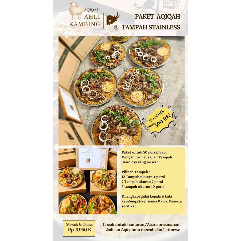 

Paket 1 Ekor Kambing Akikah - Tampah Stainless