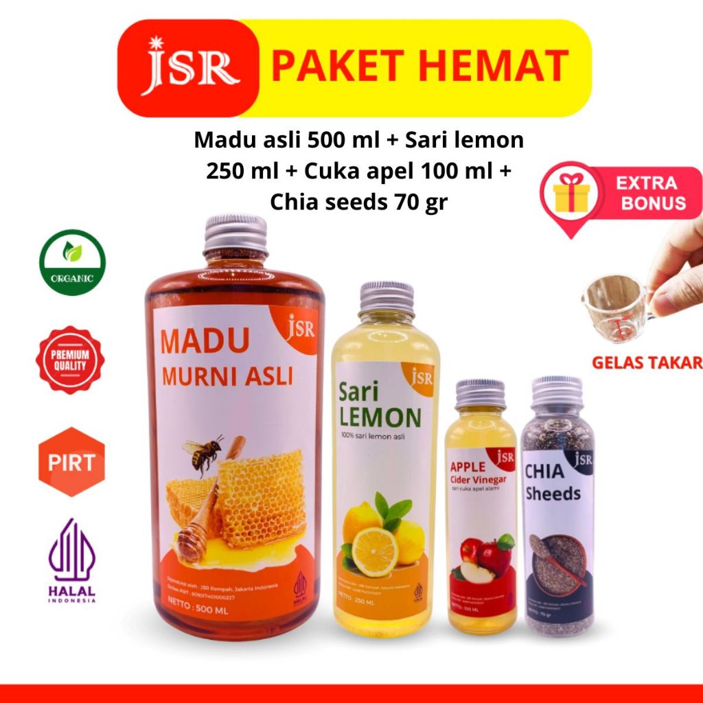 

BUNDLING DIET 7 JSR/MADU 500 ML/SARI LEMON 250 ML/CUKA APEL 100 ML/CHIA DAN GARHIL