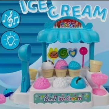 Ready stok Mainan Es Krim Menyala ada musik / mainan es krim musik / mainan es krim gerobak / mainan