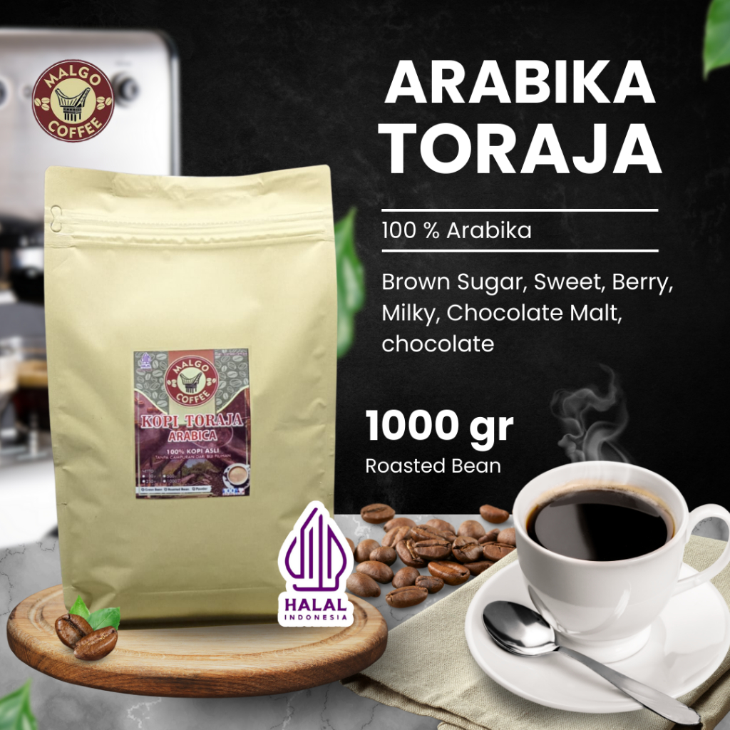 

KOPI ARABICA TORAJA ROASTED BEAN - 1 KG BIJI KOPI SANGRAI - BUBUK