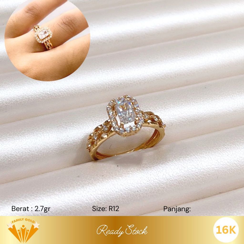 Cincin Emas Kadar 16K Model White Cuse Family Gold