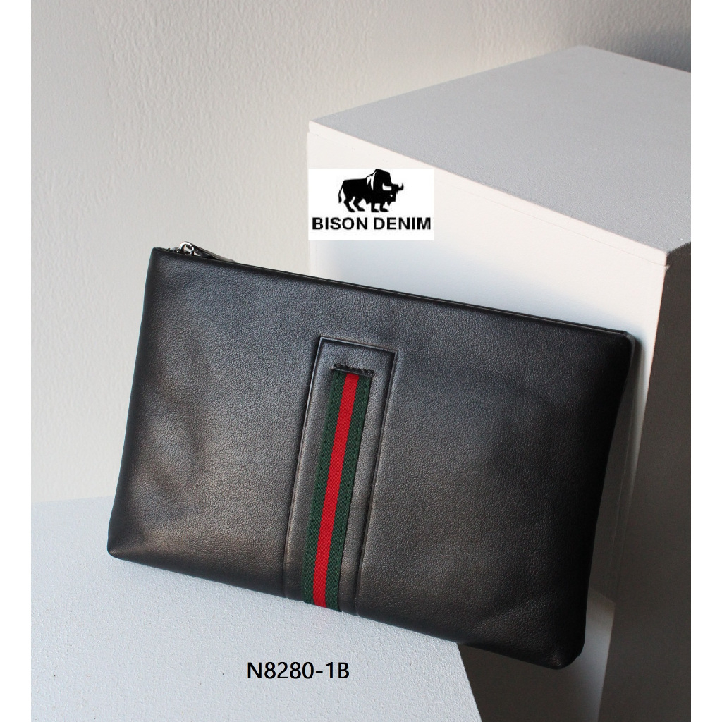 Bison Denim-Dompet Clutch / Hand Bag Pria Kulit Sapi Asli ( N8280-1B)