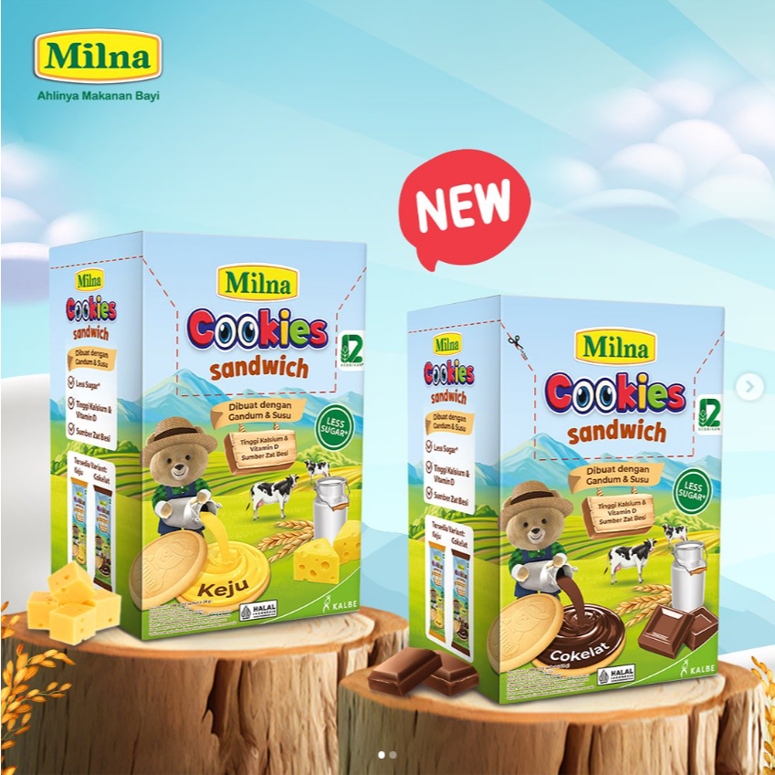 

Milna Cookies Sandwich Coklat Keju - Snack Bayi Keju Coklat Camilan Anak - Kukis Bayi