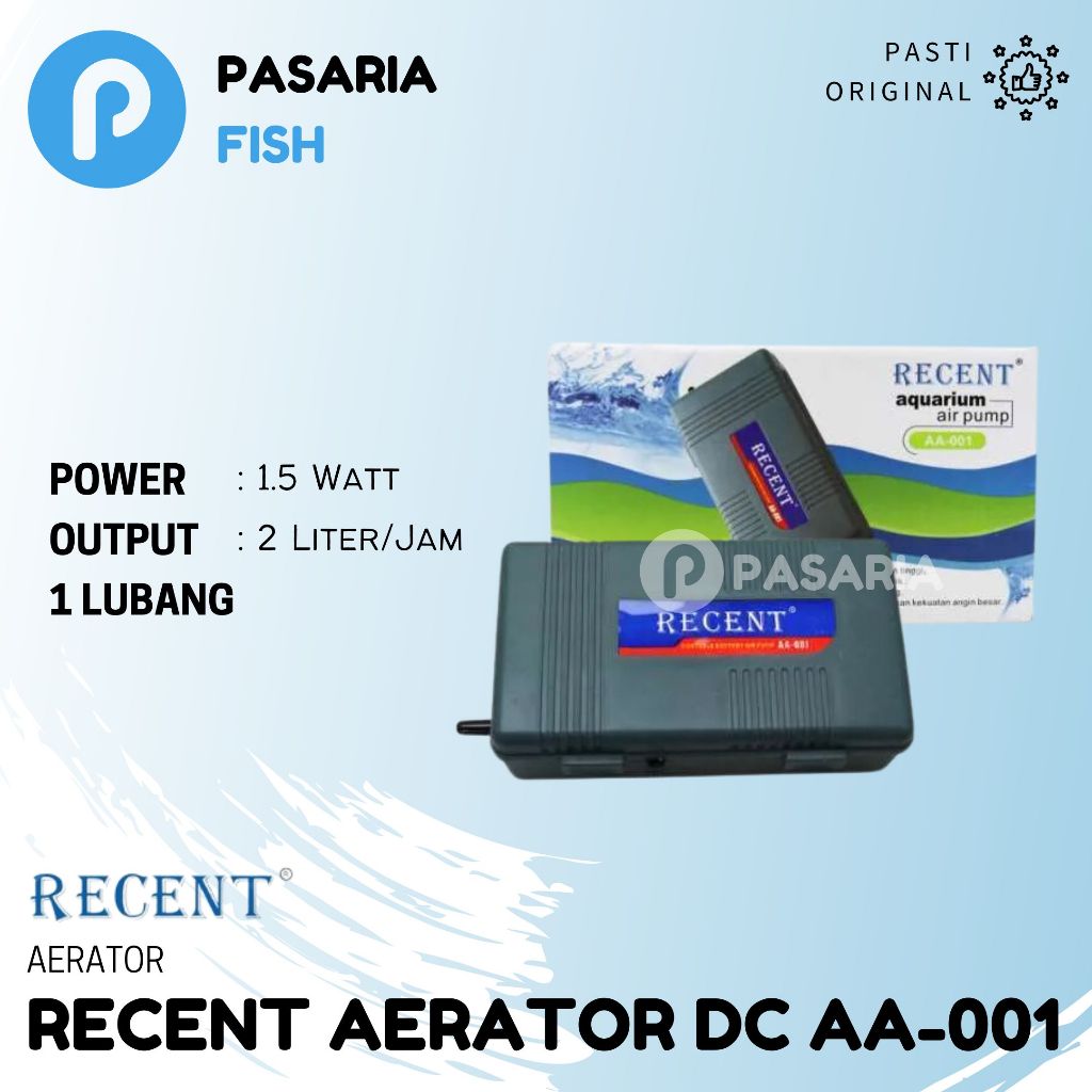 Aerator RECENT AA 001 DC Pompa Udara Airpump Aerator Baterai 1 Lubang