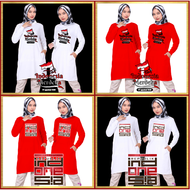 KAOS TUNIK WANITA 17 AGUSTUS MERDEKA MERAH PUTIH